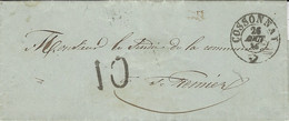 1856- Lettre De COSSONAT En Port Du - Timbre Taxe  10 Noir   Pour   St Tremier - Cartas & Documentos