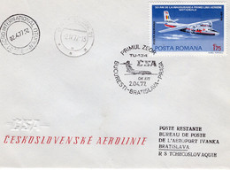 ROMANIA 1977: AEROPHILATELY, BUCHAREST - BRATISLAVA - PRAGUE, Illustrated Postmark On Cover  - Registered Shipping! - Postmark Collection