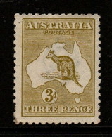 Australia SG 37  1915-20 3rd Wtmk Kangaroo,3d Olive,Mint Never Hinged - Mint Stamps