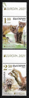 BULGARIA /BULGARIE /BULGARIEN  -EUROPA 2021 -ENDANGERED NATIONAL WILDLIFE"- SERIE De 2 V. Con Viñeta EUROPA - 2021