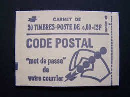 1815-C1 CONF. 6 DATE DU 3.9.7? CARNET FERME 20 TIMBRES MARIANNE DE BEQUET 0,60 VERT CODE POSTAL - Modernes : 1959-...