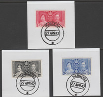 Somaliland 1937 KG6 Coronation Set Of 3 Each On Individual Piece Cancelled With Madame Joseph Forged Postmark Type 103 - Somaliland (Protectorate ...-1959)