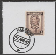 Somaliland 1938 KG6 Side Face 4a On Piece Cancelled With Madame Joseph Forged Postmark Type 103 - Somalilandia (Protectorado ...-1959)