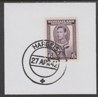 Somaliland 1938 KG6 Side Face 6a On Piece Cancelled With Madame Joseph Forged Postmark Type 103 - Somalilandia (Protectorado ...-1959)