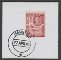 Somaliland 1942 KG6 Full Face 2a On Piece Cancelled With Madame Joseph Forged Postmark Type 103 - Somalilandia (Protectorado ...-1959)