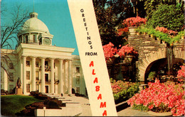 Alabama Greetings Showing State Capitol And Scene In Be;llingrath Gardens - Montgomery