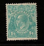 Australia SG 104  1928  King George V SMW Perf 13.5 X 12.5, One Sh 4d Turquoise ,Mint  Hinged, - Neufs