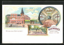 Lithographie Schnelsen, Albert Schwark`s Gasthof, Festsaal, Gartencafé - Eimsbuettel