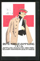 Künstler-AK Ludwig Hohlwein, Ganzsache Bayern PP38C7 /01: Rote Kreuz-Sammlung 1914, Verwundeter Soldat In Uniform - Hohlwein, Ludwig