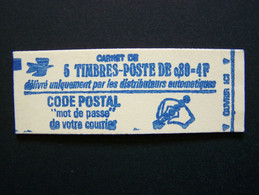 1816-C1 CONF. 2 CARNET NUMEROTE + REPERE  FERME 5 TIMBRES MARIANNE DE BEQUET 0,80 ROUGE CODE POSTAL - Modernes : 1959-...