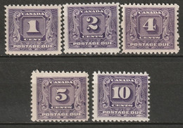 Canada 1930 Sc J6-10  Postage Due Set MH* (J9 Disturbed Gum) - Port Dû (Taxe)