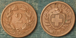 M_p> Svizzera 2 Rappen 1886 Rame - CON TENTATIVO DI FORO - 2 Centimes / Rappen