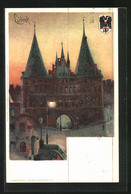 Künstler-AK Heinrich Kley: Lübeck, Gebäudeansicht Am Abend - Kley