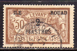 FRENCH LEVANT FRANCAISE LEVANTE FRANCESE ROUAD 1916 VARIETY NO BACKGROUND COLOUR 2pi On 50c USATO USED OBLITERE' - Usados