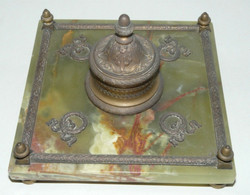 BEL ENCRIER BRONZE ET ONYX STYLE EMPIRE XIX COLLECTION BUREAU INKWELL COLLECTION DECO VITRINE - Inkwells