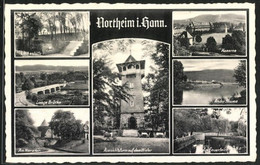 AK Northeim I. Hann., Weihestätte, Lange Brücke, Harztor, Kaserne, Feuerteich, Rhume - Northeim