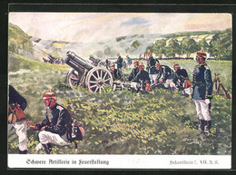 Künstler-AK Döbrich-Steglitz: Schwere Artillerie In Feuerstellung, Fussartillerie 7. - Doebrich-Steglitz
