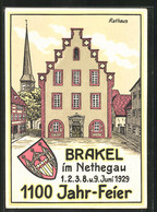 Künstler-AK Brakel Im Nethegau, 1100 Jahr Feier 1929, Rathaus Und Wappen - Brakel