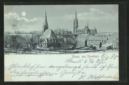 Mondschein-AK Kevelaer, Stadtansicht Mit Kirchen - Kevelaer