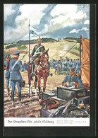 Künstler-AK Döbrich-Steglitz: Der Vorposten-Kdr. Erhalt Meldung, Bayr. 6. Chev.-Regt., Bayr. 6. Inf.-Regt. - Doebrich-Steglitz