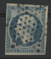 N° 10, 25ct Bleu COTE 60 € Obl. Etoile De Paris. Qualité TB - 1852 Louis-Napoléon