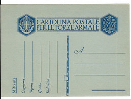 CARTOLINA POSTALE PER LE FORZE ARMATE - PER LE COLONIE - FRANCHIGIA MILITARE - II° SCELTA - PIEGA VERTICALE - Other & Unclassified