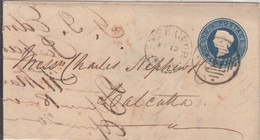 India  1867  Peshawur 47 Numeral Duplex  QV Lettersheet To Calcutta Ex Pakistan  #  25908   D Inde Indien - 1858-79 Kolonie Van De Kroon