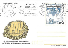 POLOGNE Polska - GDANSK- Entier 22 XI 1986 - Journées Journée Don Du Sang - PTP - Croix Rouge - Storia Postale