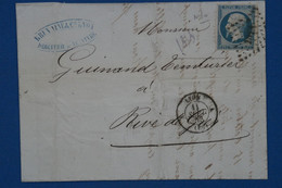 V10 FRANCE  BELLE LETTRE   1853   LYON  A  RIVE   + N 10  + AFFRANCH. INTERESSANT - 1852 Louis-Napoleon