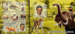 Guinea Bissau 2005, Animals, Schweitzer III, Elephants, Wild Cat, Bird, 6val In BF - Albert Schweitzer