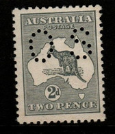 Australia SG O18  1913 Kangaroo ,Perforated OS, 2d Grey 1st Wtmk,Mint Never Hinged, - Dienstzegels