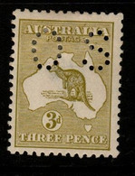 Australia SG O45  1915 Kangaroo ,Perforated OS, 3d Yellow-olive, 3rd Wtmk,Mint  Hinged - Dienstzegels