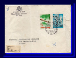 1965 San Marino Saint Marin Rgt. Letter To Italy NO PHILATELIC Enveloppe Recommandee R-Brief - Storia Postale