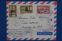 104 FRANCE BELLE LETTRE ASSEZ RARE   1961  PREMIERE LIAISON  LUFTHANSA PARIS  SANTIAGO CHILE +AERIEN++ AFFRANC. PLAISANT - 1927-1959 Covers & Documents
