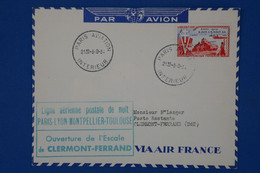 157 FRANCE BELLE LETTRE 1954    OUVERTURE ESCALE CLERMONT FERRAND + AFFR. PLAISANT - 1927-1959 Oblitérés