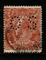 Australia SG O42  1915 King George V Perforated OS, 5d Brown, Single Wtmk,used, - Service