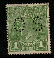 Australia SG O85  1924 King George V Perforated OS, 1d Sage-green LM Wtmk,Used - Service