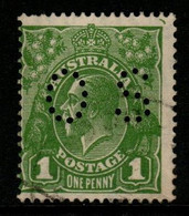 Australia SG O85  1924 King George V Perforated OS, 1d Sage-green LM Wtmk,Used - Service