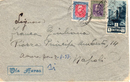 Eritrea Asmara-Italy Napoli 1937 Postal History Cover - Eritrea