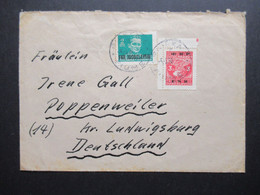 Jugoslawien 1950 Freimarken Mit Aufdruck FNR Nr. 603 Eckrandstück Nach Poppenweiler Kr. Ludwigsburg Gesendet - Lettres & Documents