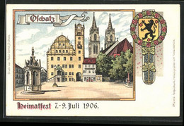 Lithographie Oschatz, Heimatfest 7.-9. Juli 1906, Rathaus Mit Gasthof Ratskeller, Festpostkarte - Oschatz