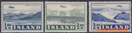 Ijsland 1952 - Mi:278/280, Yv:PA 27/29, Airmail Stamps - X - Planes Above Landscapes - Poste Aérienne