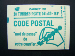 1893-C1a CONF. 8 CARNET FERME+VARIETE 20 TIMBRES MARIANNE DE BEQUET 0,80 VERT CODE POSTAL - Modern : 1959-…