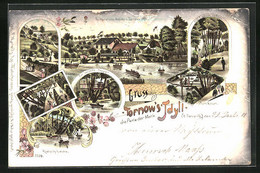 Lithographie Tornow Bei Teupitz, Restaurant Tornow`s Idyll, Klatsch-Laube, Zum Kosen - Teupitz