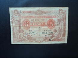 BELGIQUE * : 5 FRANCS   1-7-1914    COB 8a ** / P 74a     Magnifique TTB+  *** - 5-10-20-25 Franchi