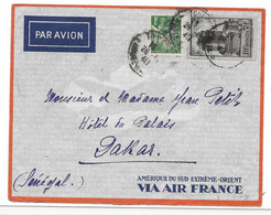 AIR FRANCE 1940 YT 393 10F Vincennes Donjon - MERCURE Sur Lettre Avec Surtaxe PAR AVION Pour SENEGAL Dakar - Storia Postale