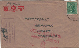 YMCA Koala Field Post Tattersall Hobart Tasmania - George Adams 1945 - Australian Imperial Forces Censor - Cartas & Documentos