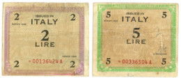 AM LIRE 2 E 5 Lire Asterisco Serie Sostitutiva Con Certificato - Occupation Alliés Seconde Guerre Mondiale