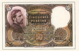 Spain España Espagne 1 PCS 1 NOTE 1 BANKONOTE 50 Pesetas 1931 Aunc - 1000 Pesetas