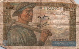 10 FRANCS 1942 / F.08/06 - P99e - 26-11-1942, Alphabet 19-34 - 10 F 1941-1949 ''Mineur''